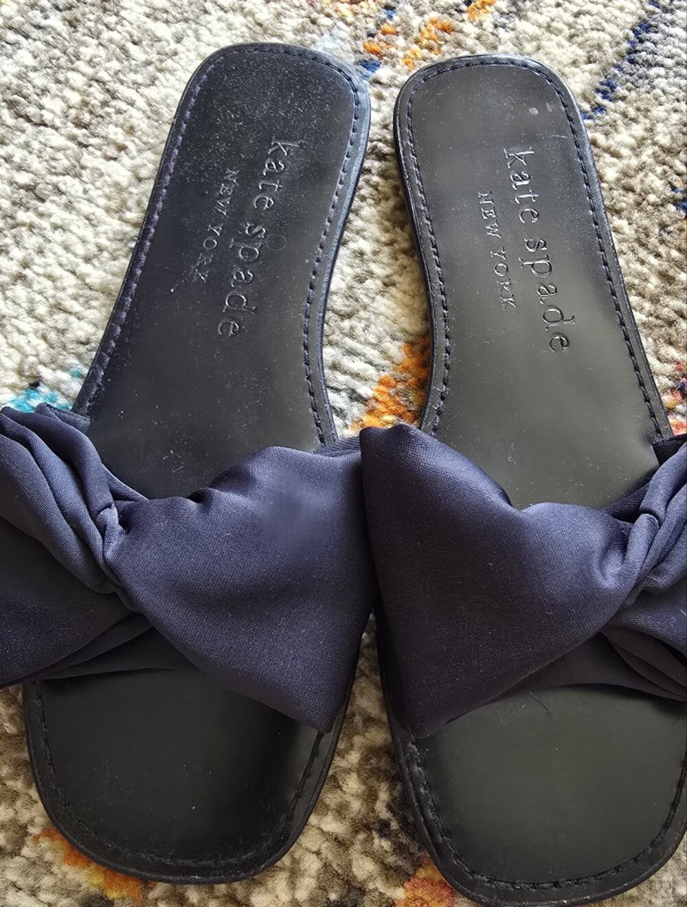 Kate Spade Navy Bow Slide Sandals